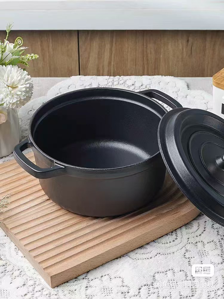 Cast iron stew pot, thickened and uncoated double ear stew pot, non stick pot